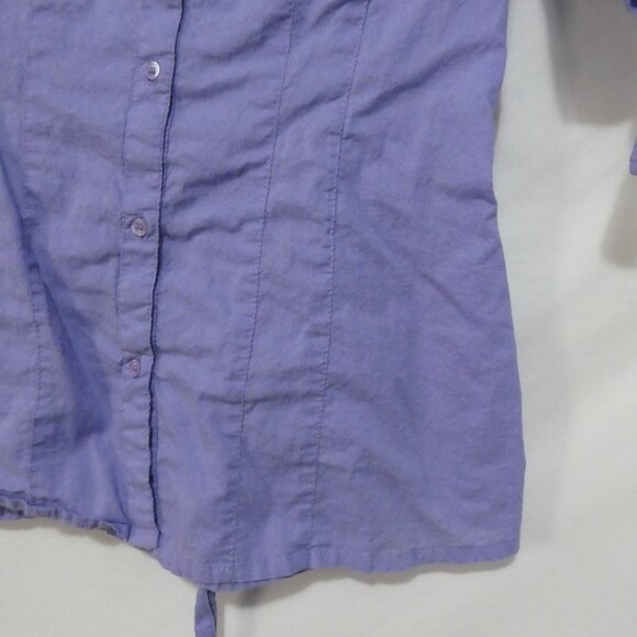 Unbranded | P2P 14 inches measured | Chic Purple V-Neck Button-Up Shirt - Picture 8 of 14